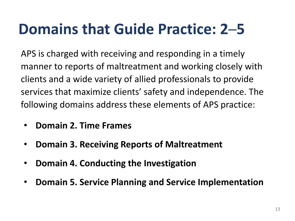 domains that guide practice 2 5