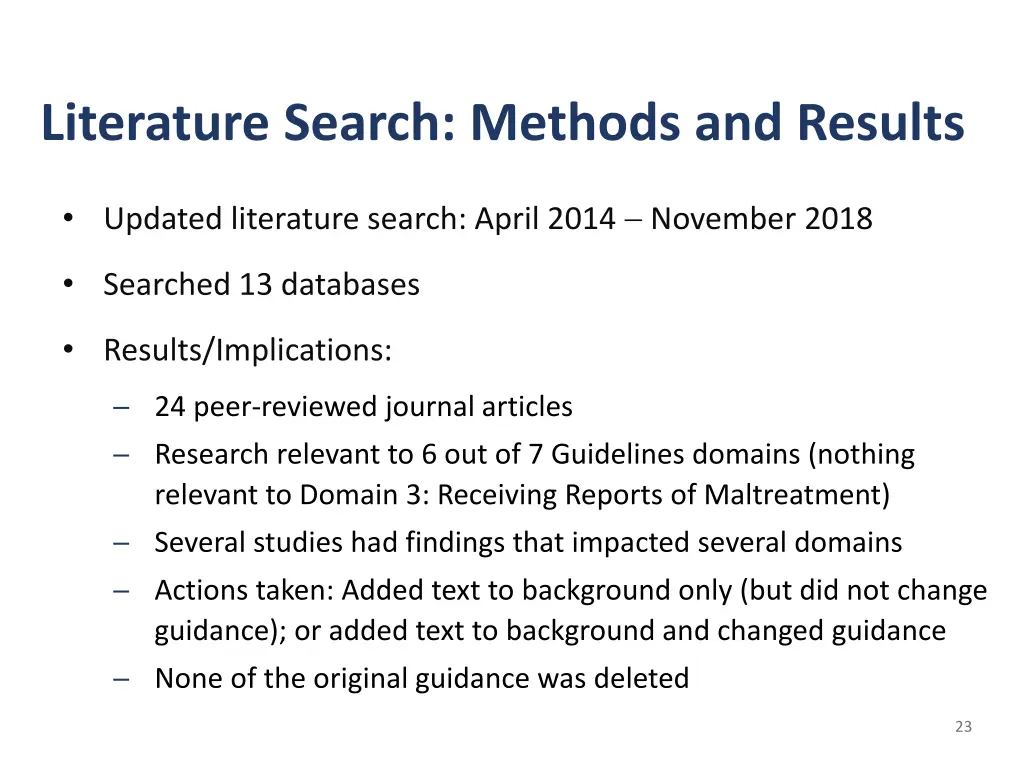 literature search methods and results