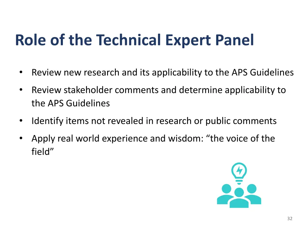 role of the technical expert panel