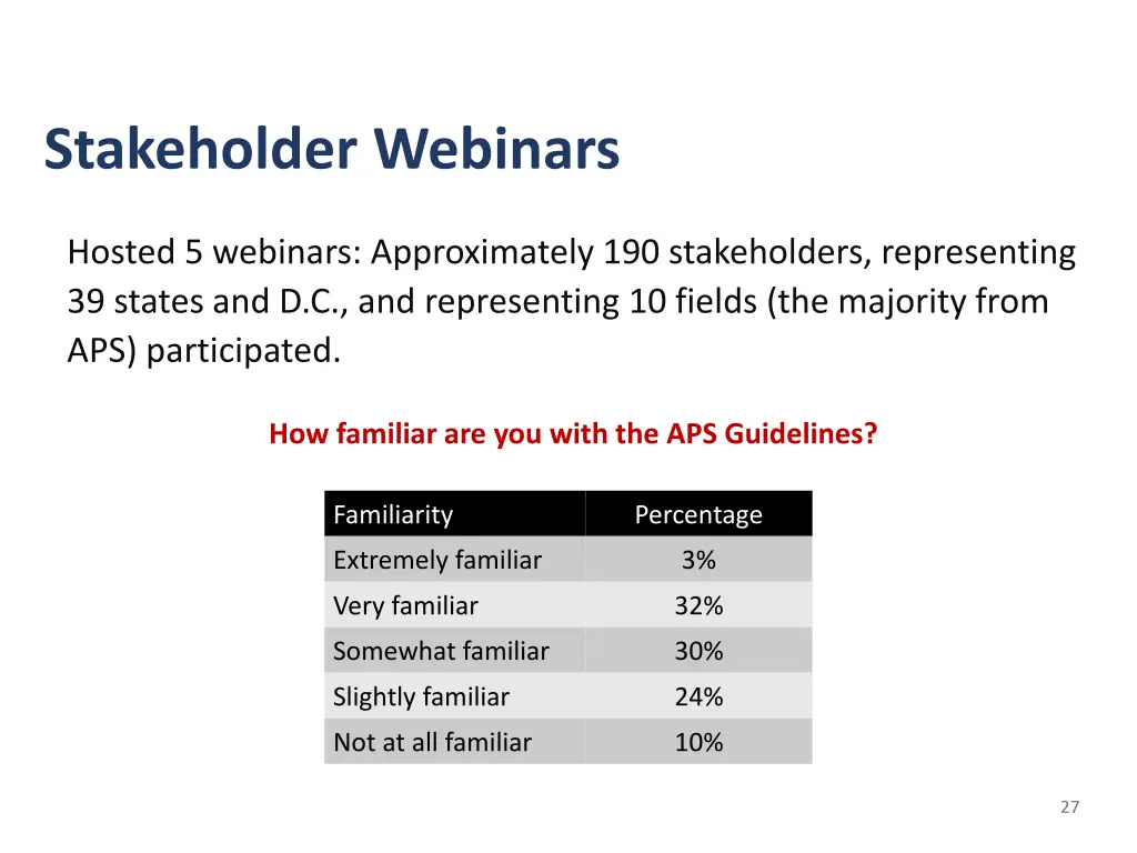 stakeholder webinars