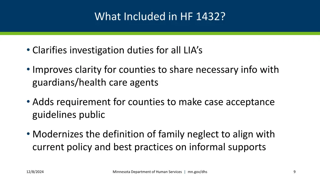 what included in hf 1432