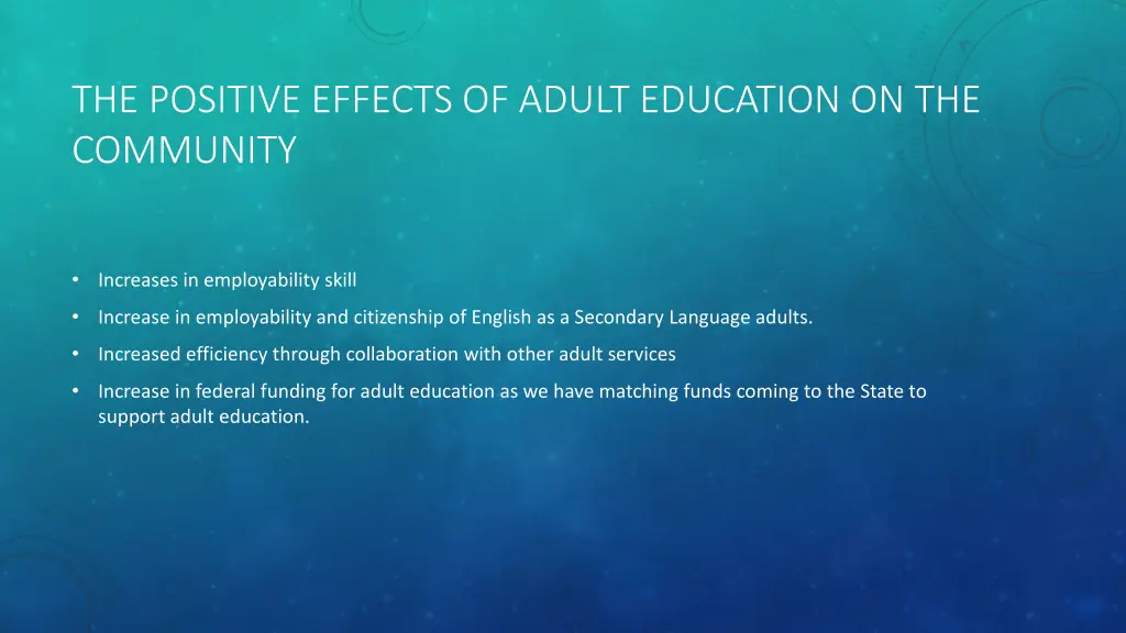 the positive effects of adult education