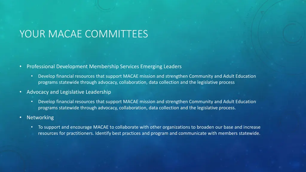 your macae committees