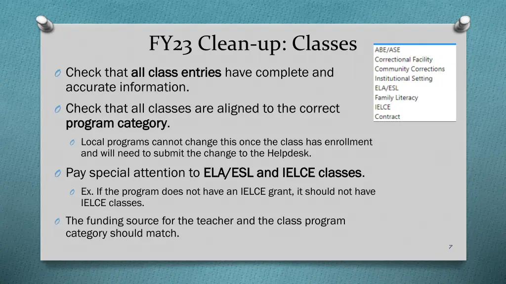 fy23 clean up classes