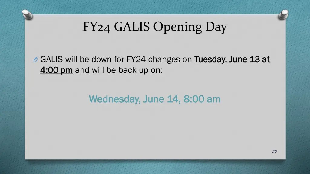 fy24 galis opening day