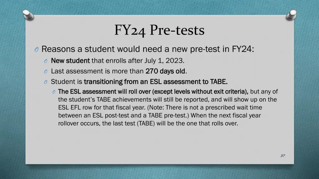 fy24 pre tests