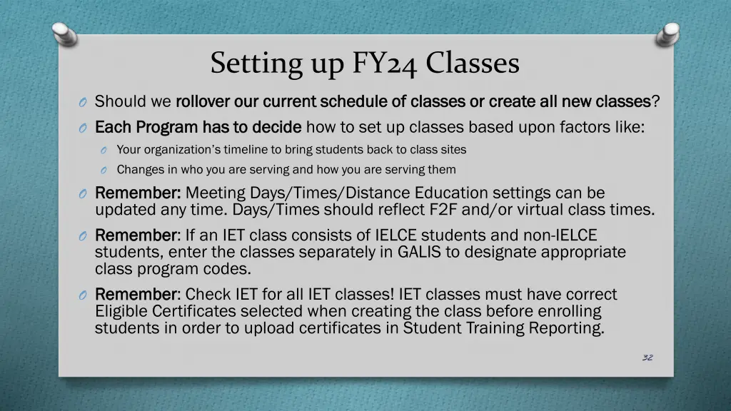 setting up fy24 classes