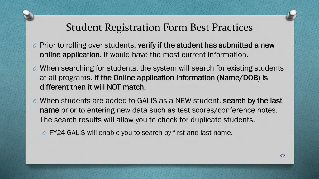 student registration form best practices