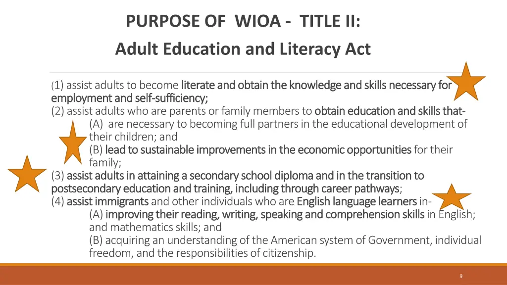 purpose of wioa title ii adult education