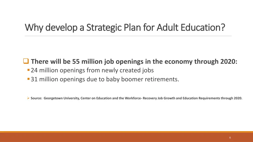 why develop a strategic plan for adult education