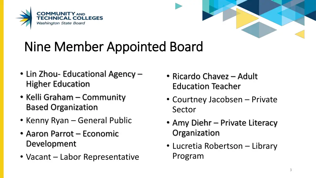 nine member appointed board nine member appointed