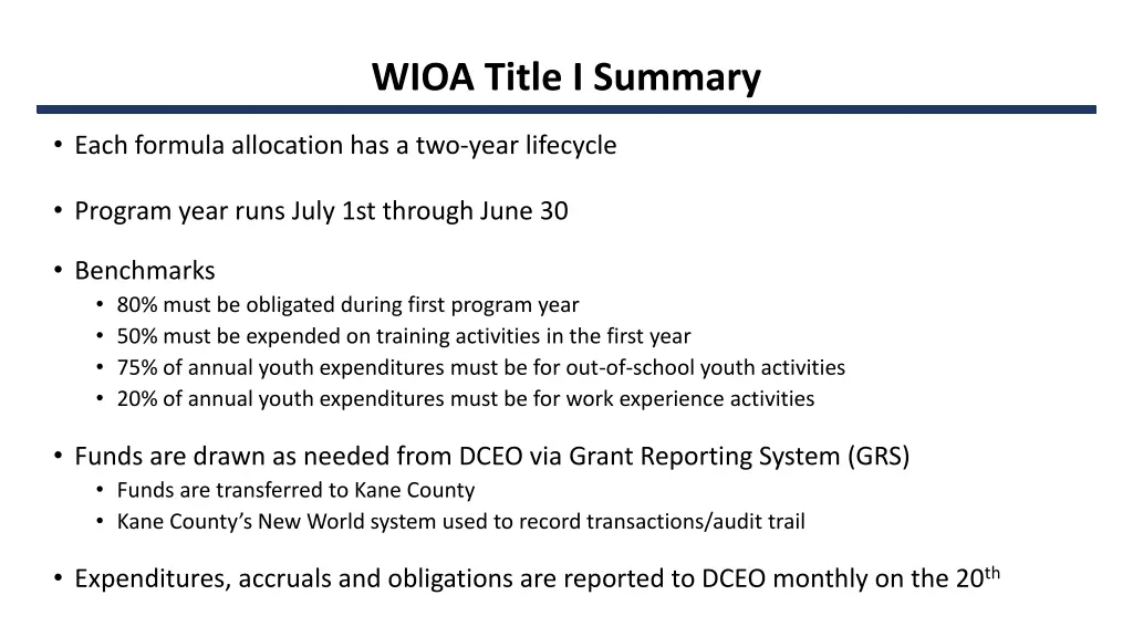 wioa title i summary