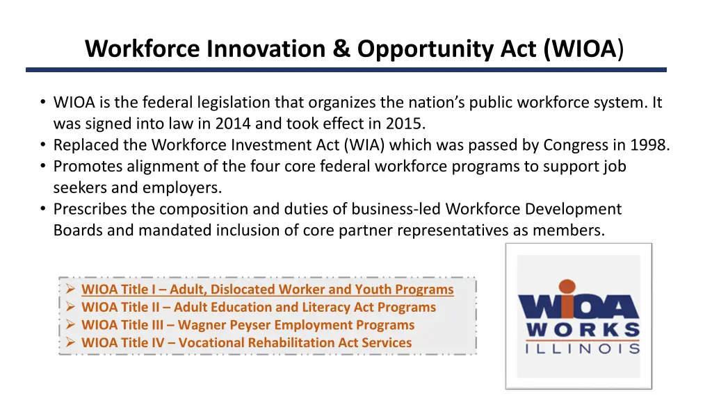 workforce innovation opportunity act wioa