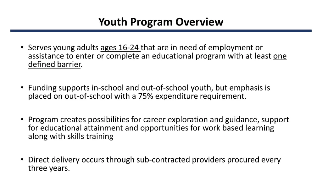 youth program overview