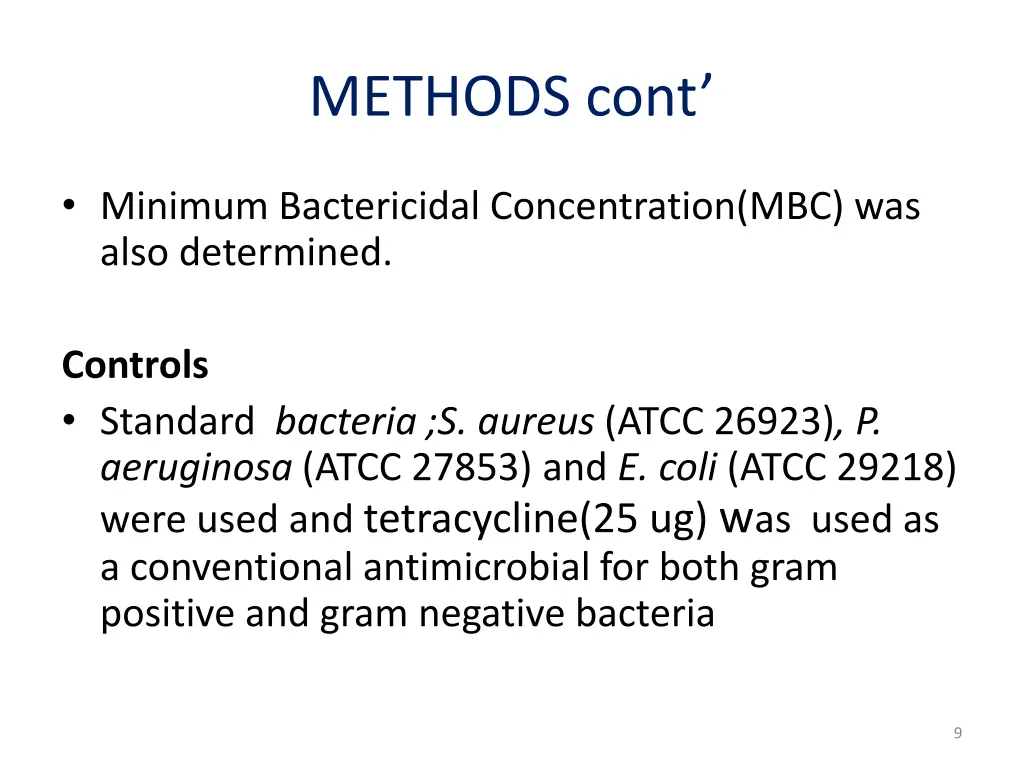 methods cont 1