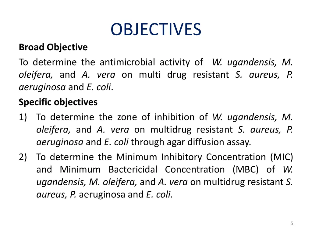 objectives