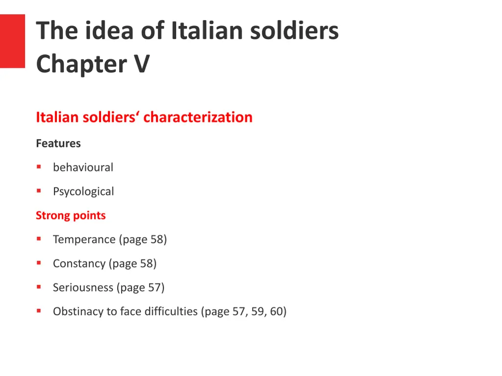 the idea of italian soldiers chapter v