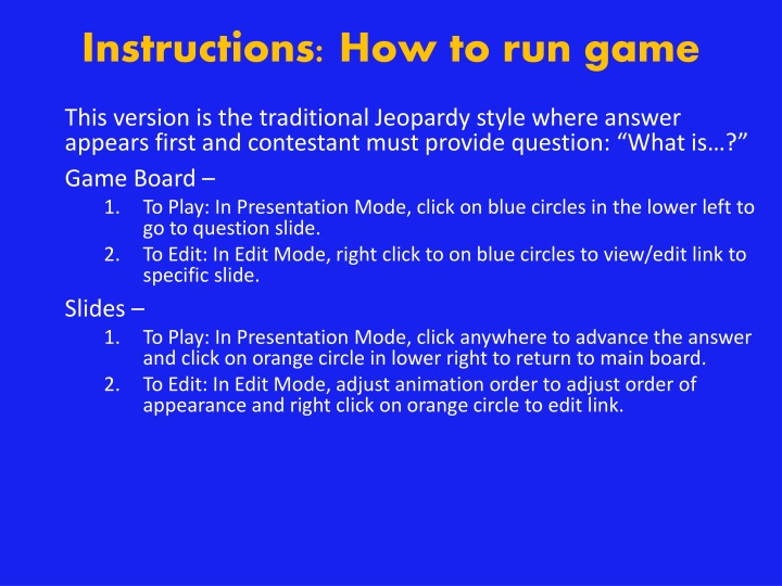 instructions how to run game