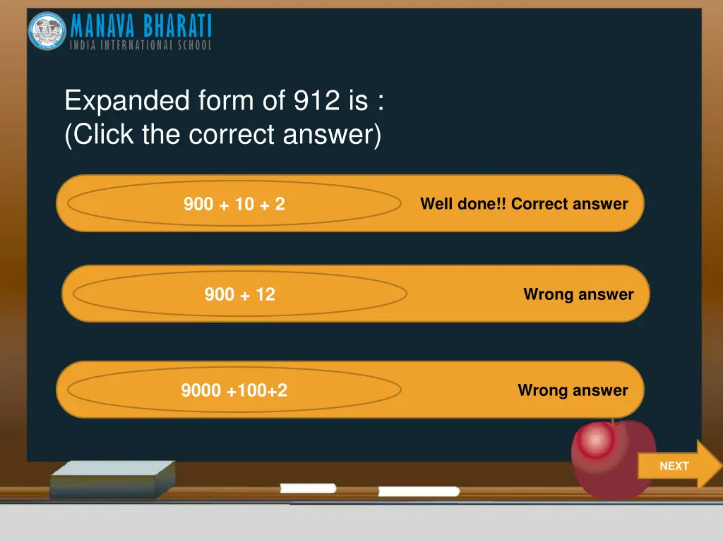 expanded form of 912 is click the correct answer