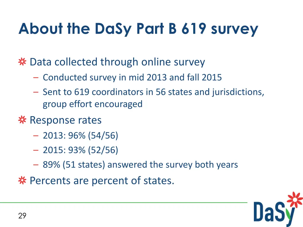 about the dasy part b 619 survey