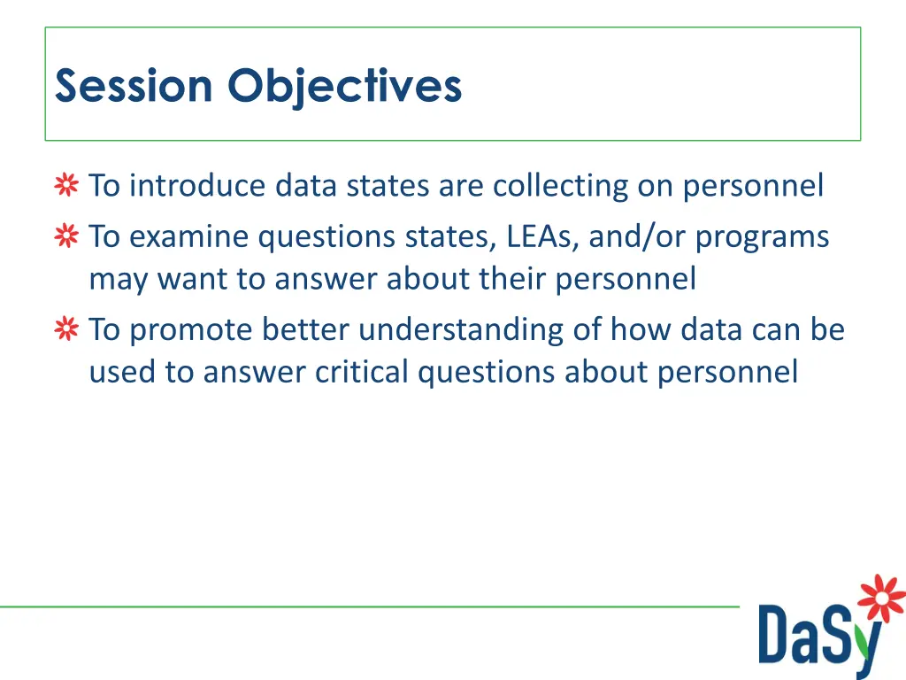 session objectives