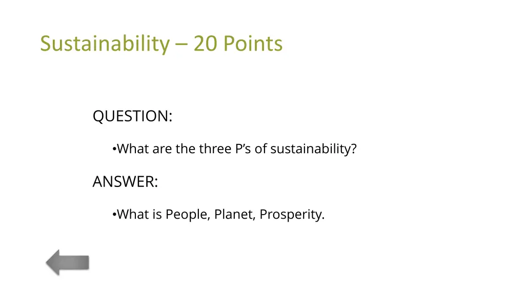 sustainability 20 points