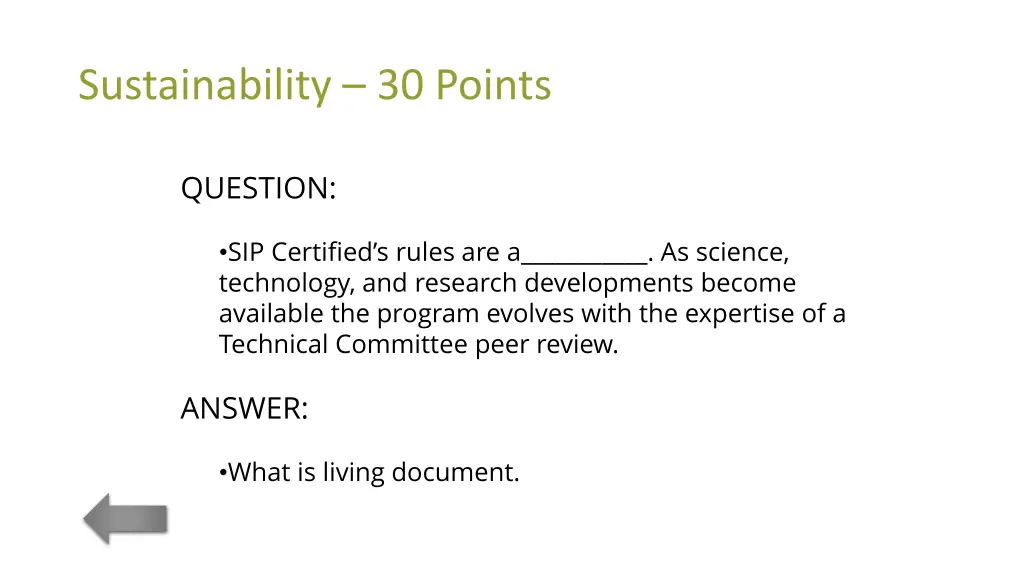 sustainability 30 points