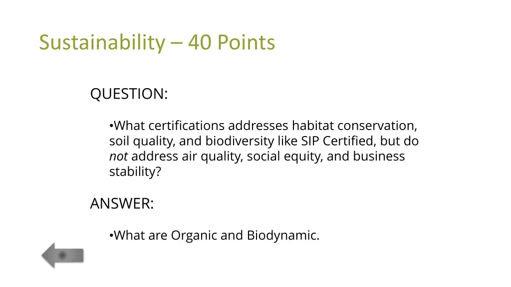 sustainability 40 points