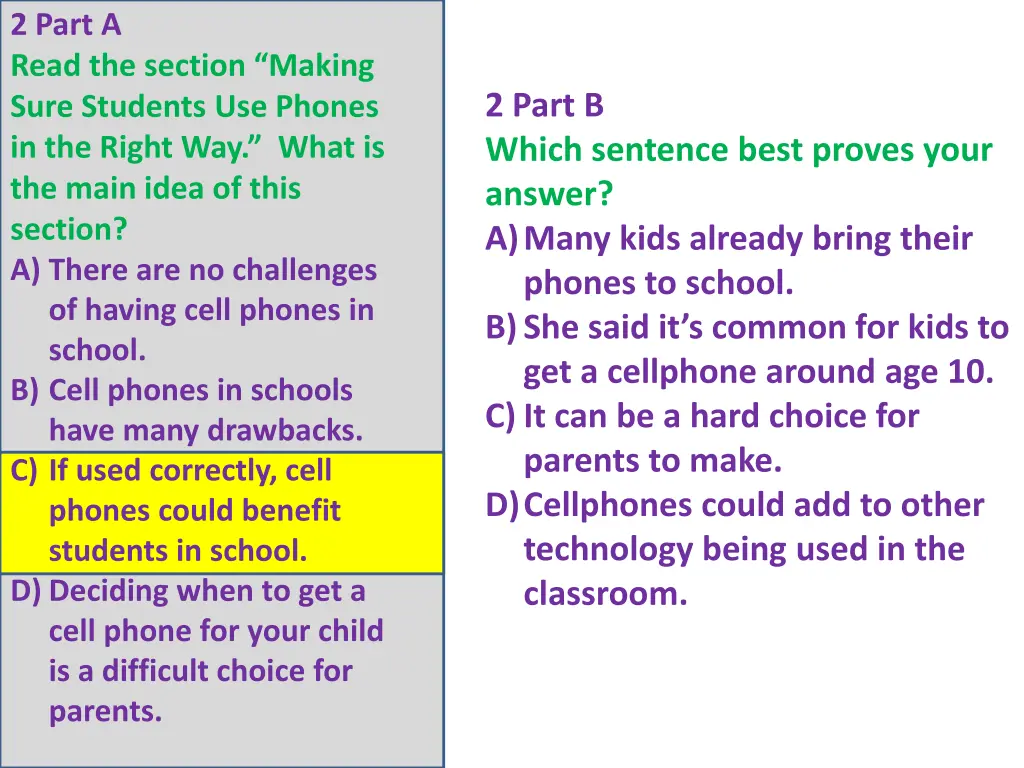 2 part a read the section making sure students 2