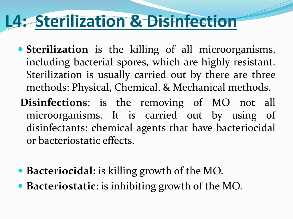 l4 sterilization disinfection