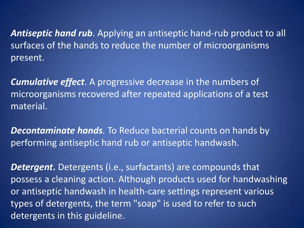 antiseptic hand rub applying an antiseptic hand