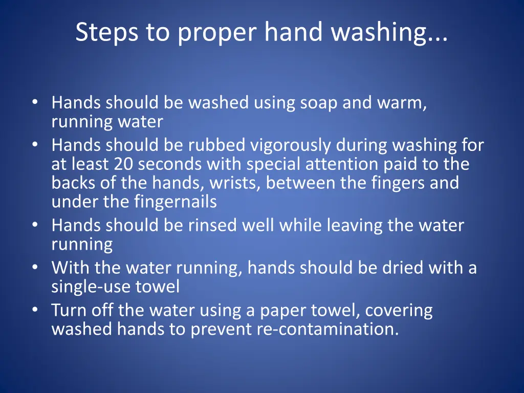 steps to proper hand washing