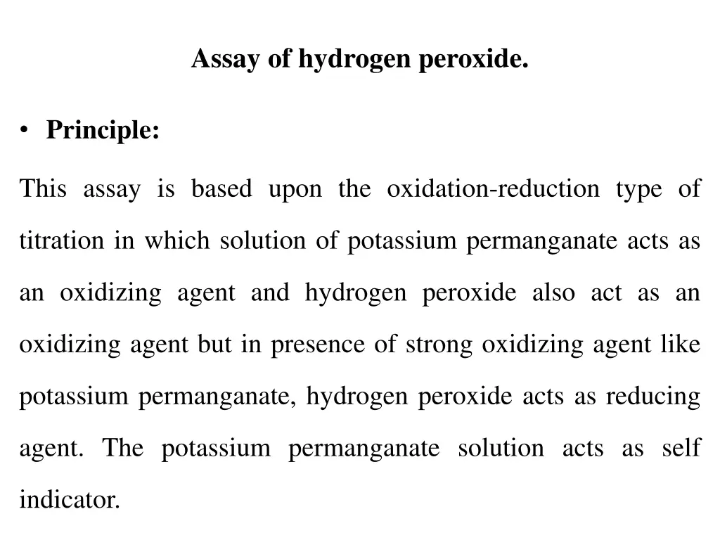 assay of hydrogen peroxide