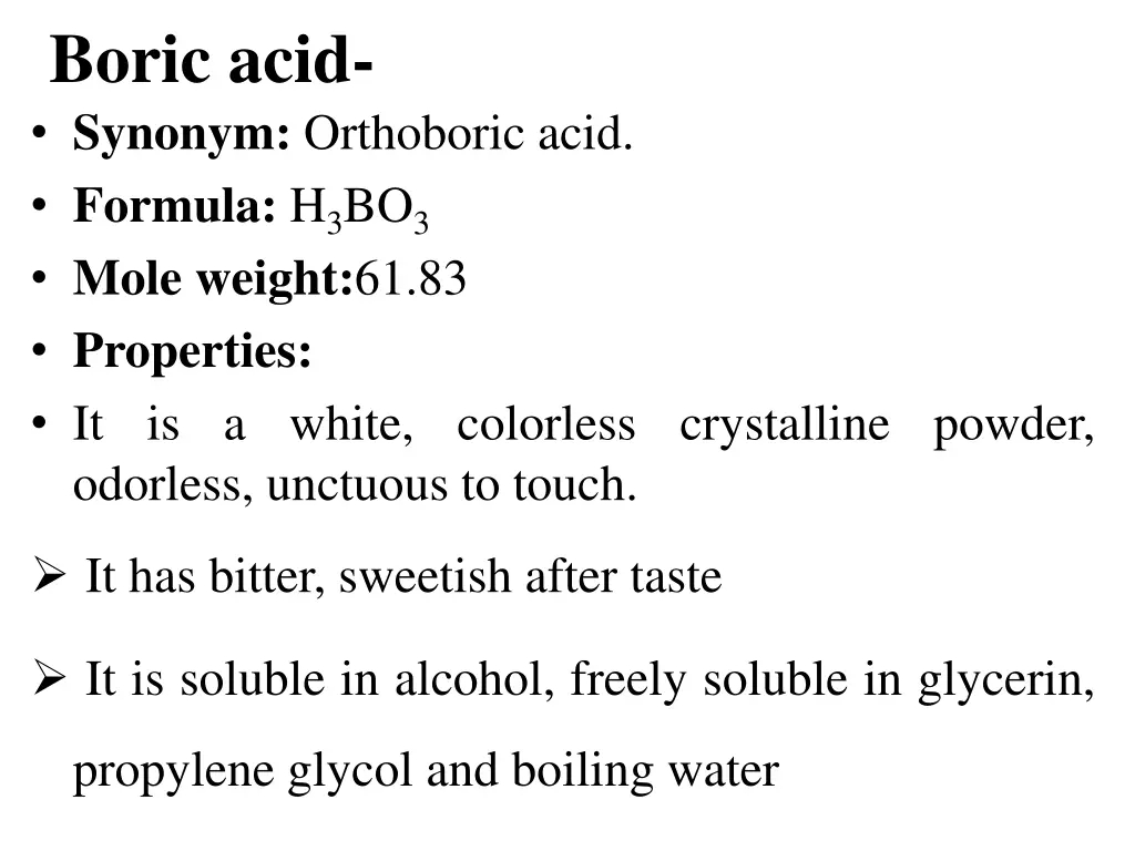 boric acid synonym orthoboric acid formula