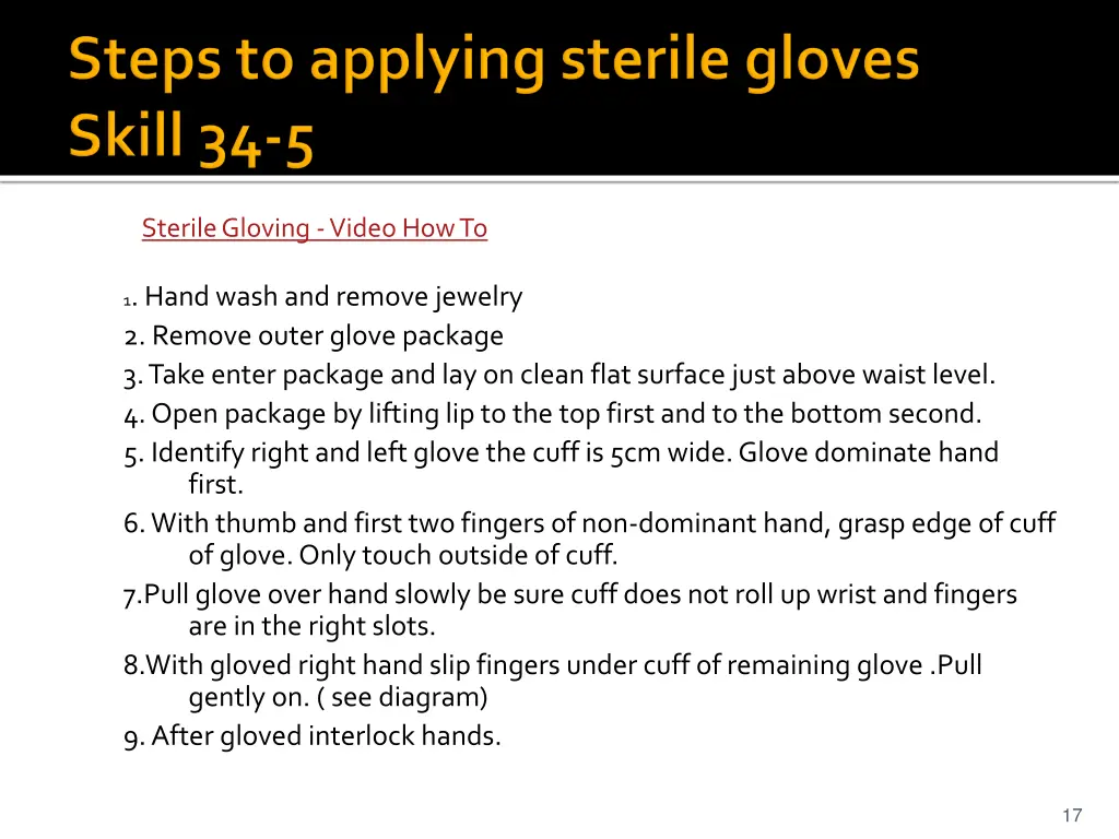 sterile gloving video how to