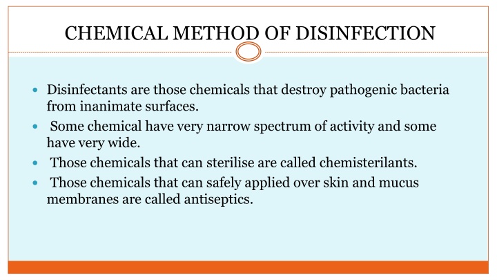 chemical method of disinfection