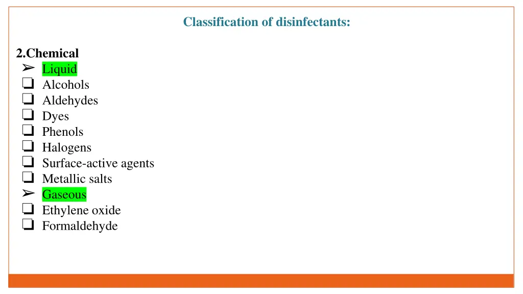 classification of disinfectants