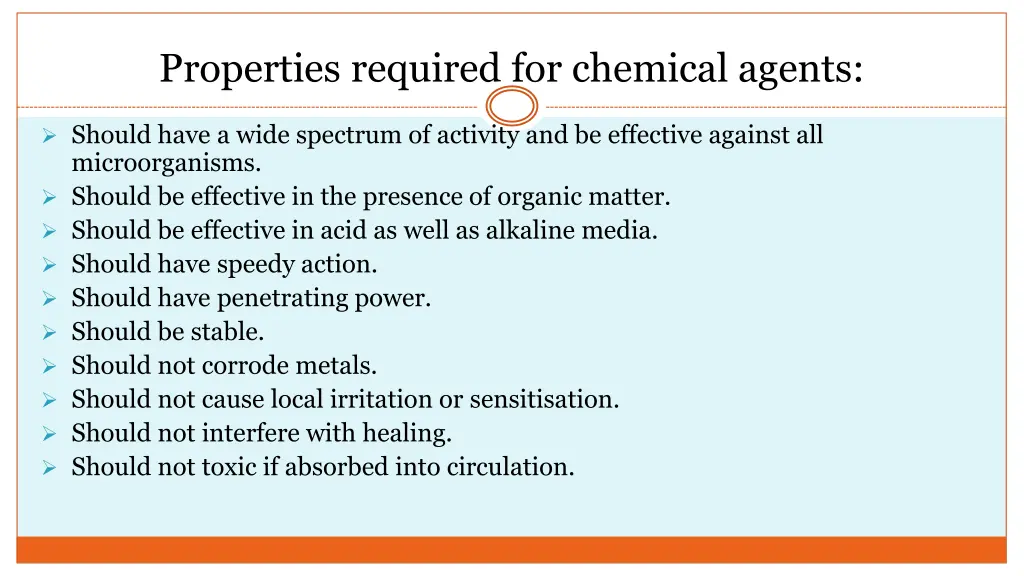 properties required for chemical agents