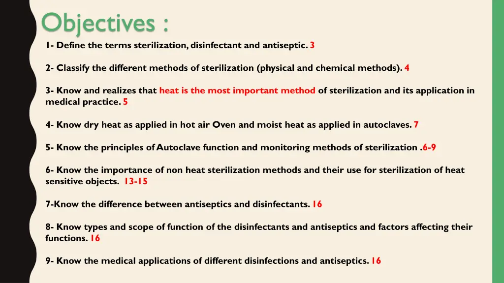 objectives 1 define the terms sterilization