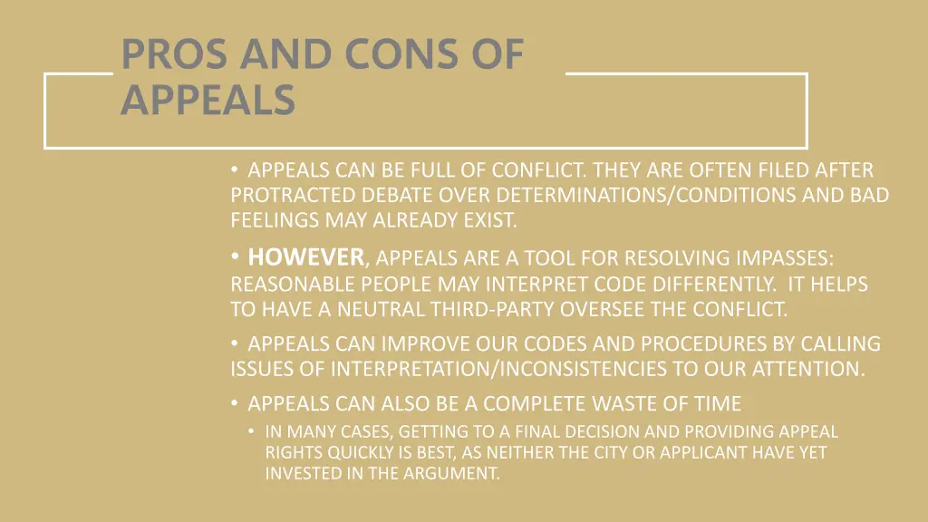 pros and cons of appeals