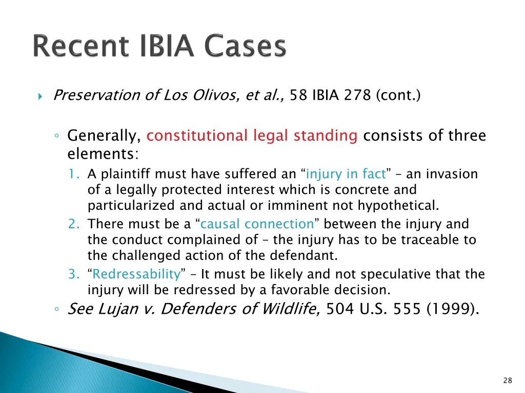 preservation of los olivos et al 58 ibia 278 cont