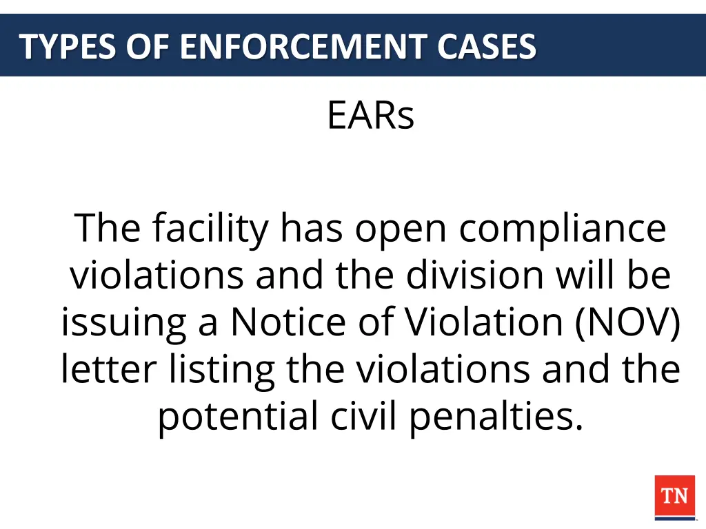 types of enforcement cases