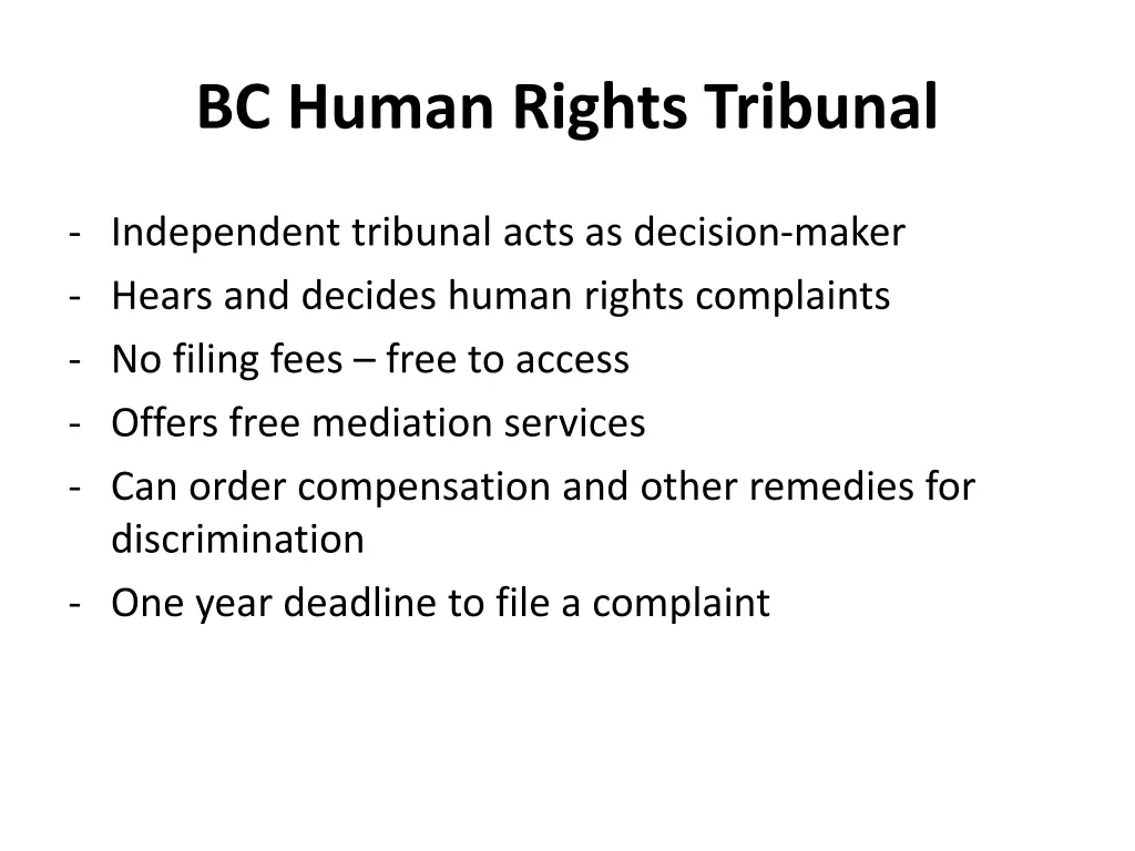 bc human rights tribunal