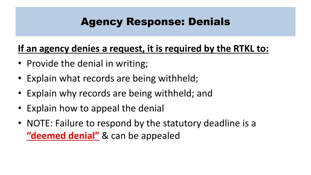 agency response denials