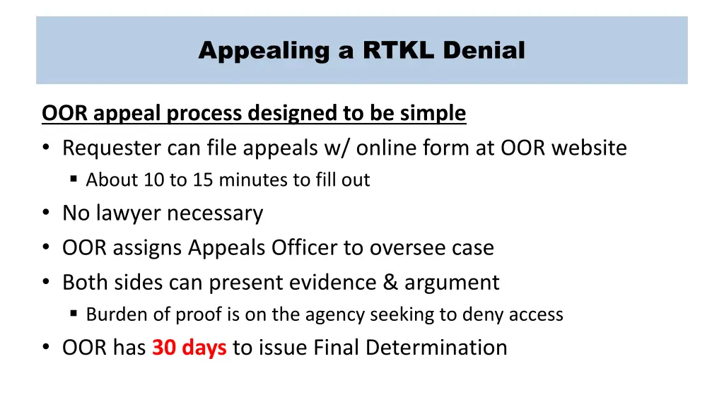 appealing a rtkl denial 1