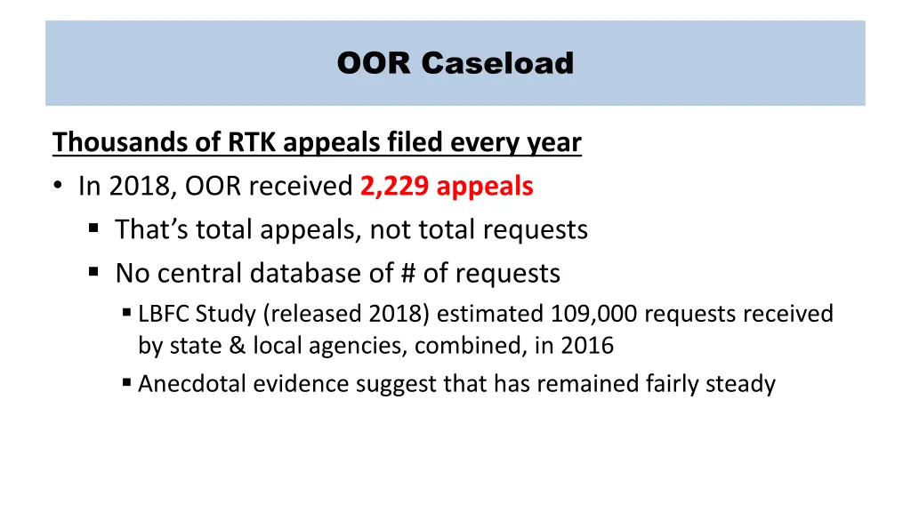 oor caseload