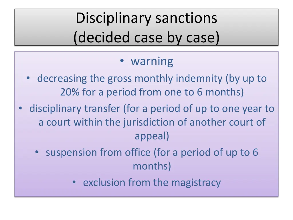 disciplinary sanctions decided case by case