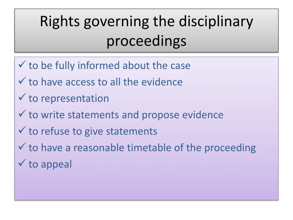 rights governing the disciplinary proceedings