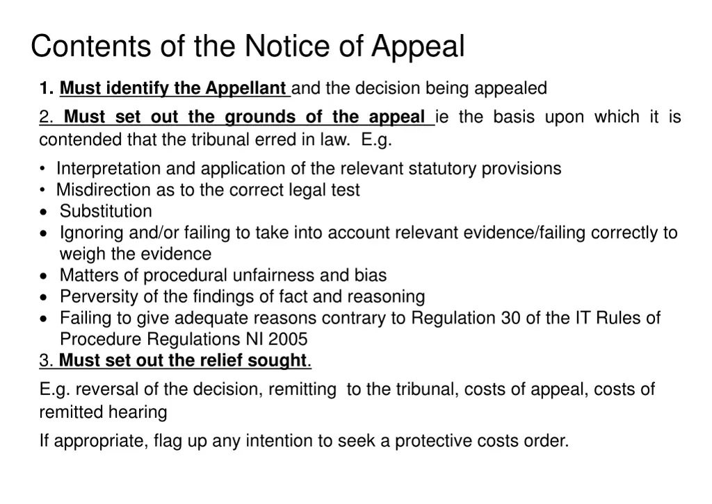 contents of the notice of appeal