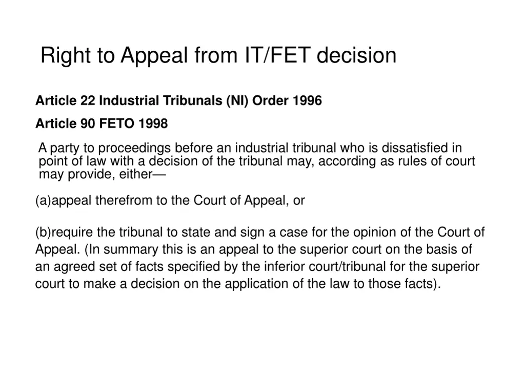 right to appeal from it fet decision